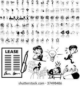 Business set of black sketch. Part 7-0. Isolated groups and layers.