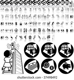 Business set of black sketch. Part 9-0. Isolated groups and layers.