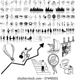 Business set of black sketch. Part 12-0. Isolated groups and layers.
