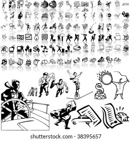 Business set of black sketch. Part 4-1. Isolated groups and layers.
