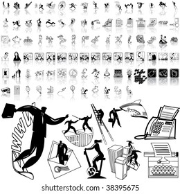 Business set of black sketch. Part 11-1. Isolated groups and layers.