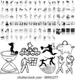 Business set of black sketch. Part 11-2. Isolated groups and layers.