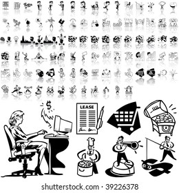 Business set of black sketch. Part 7-3. Isolated groups and layers.