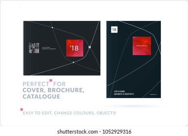 Business set of design brochure, abstract annual report, horizontal cover flyer in A4