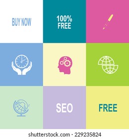 Conjunto de negocios. Iconos vectoriales de color plano.