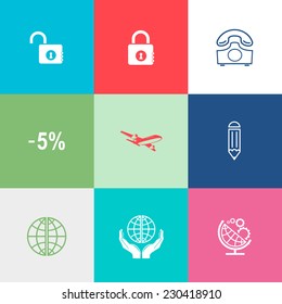 Conjunto de negocios. Iconos vectoriales de color plano.
