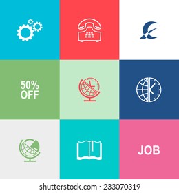 Conjunto de negocios. Iconos vectoriales de color plano.
