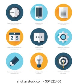 business Set of flat design icons 4 Color