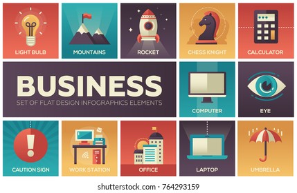 Business - set of flat design infographics elements