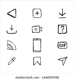 Business set of icons drawn by hand. A set of black icons drawn in pencil. Vector eps illustration.