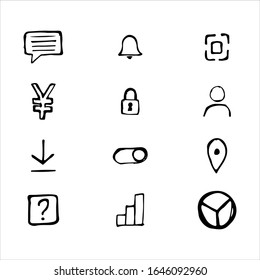 Business set of icons drawn by hand. A set of black icons drawn in pencil. Vector eps illustration.