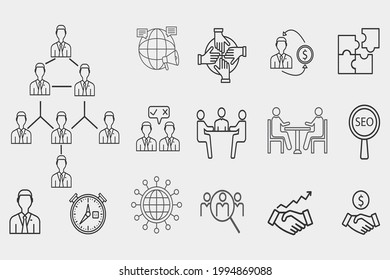 Iconos de conjuntos de negocios para web y diseño