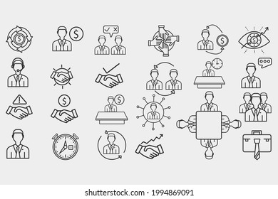 Iconos de conjuntos de negocios para web y diseño