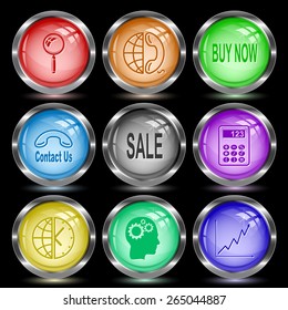 Conjunto de negocios. botón Internet. Ilustración vectorial.