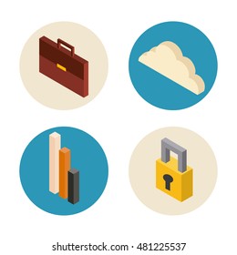 business set isometrics icons vector illustration design