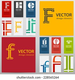 Business  set  letter "F" card template, various pattern vector design.