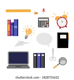 business set office accessories on the white background