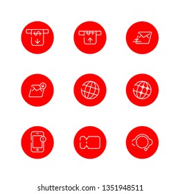Business Set Outline Red Circle Icon Illustration Design