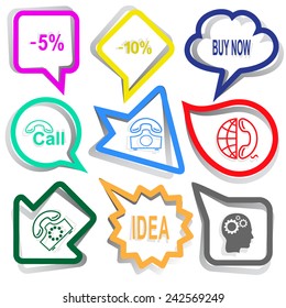 Business set. Paper stickers. Vector illustration.