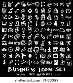 Business set sketch vector ink doodle on chalkboard