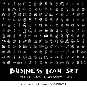 Business set sketch vector ink doodle on chalkboard