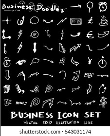 Business set sketch vector ink doodle on chalkboard