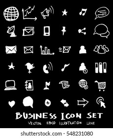 Business set sketch vector ink doodle on chalkboard