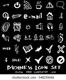 Business set sketch vector ink doodle on chalkboard