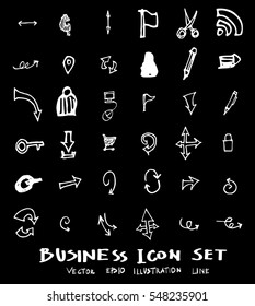 Business set sketch vector ink doodle on chalkboard