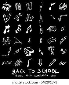 Business set sketch vector ink doodle on chalkboard