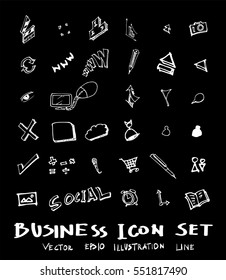 Business set sketch vector ink doodle on chalkboard