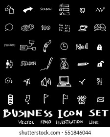 Business set sketch vector ink doodle on chalkboard