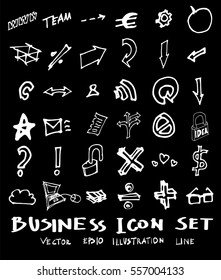 Business set sketch vector ink doodle on chalkboard