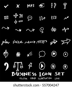 Business set sketch vector ink doodle on chalkboard