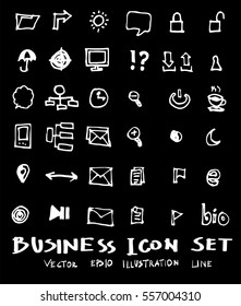 Business set sketch vector ink doodle on chalkboard