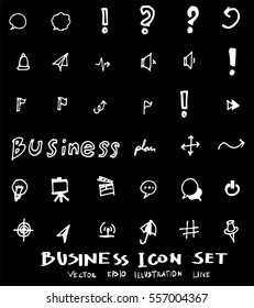 Business set sketch vector ink doodle on chalkboard