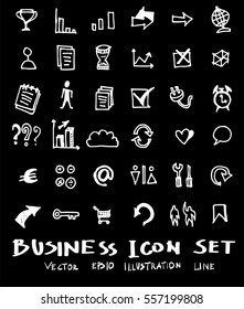 Business set sketch vector ink doodle on chalkboard