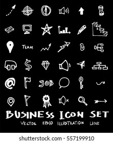 Business set sketch vector ink doodle on chalkboard