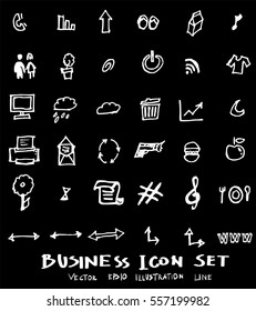 Business set sketch vector ink doodle on chalkboard