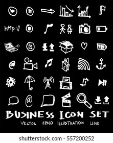 Business set sketch vector ink doodle on chalkboard