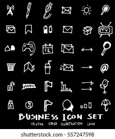 Business set sketch vector ink doodle on chalkboard