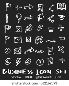 Business set sketch vector ink doodle on chalkboard