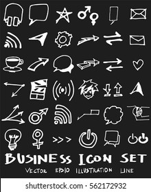 Business set sketch vector ink doodle on chalkboard