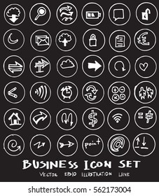 Business set sketch vector ink doodle on chalkboard