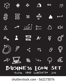 Business set sketch vector ink doodle on chalkboard