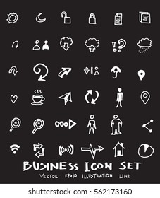 Business set sketch vector ink doodle on chalkboard