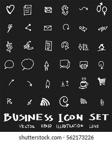 Business set sketch vector ink doodle on chalkboard
