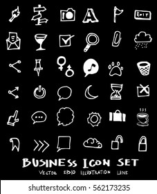 Business set sketch vector ink doodle on chalkboard