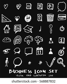 Business set sketch vector ink doodle on chalkboard