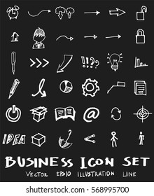 Business set sketch vector ink doodle on chalkboard